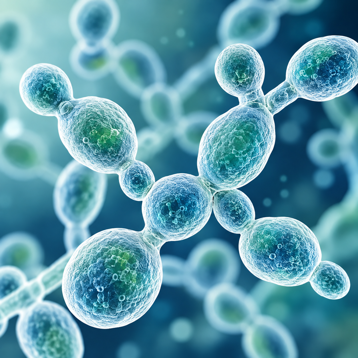 Illustration of budding yeast cells